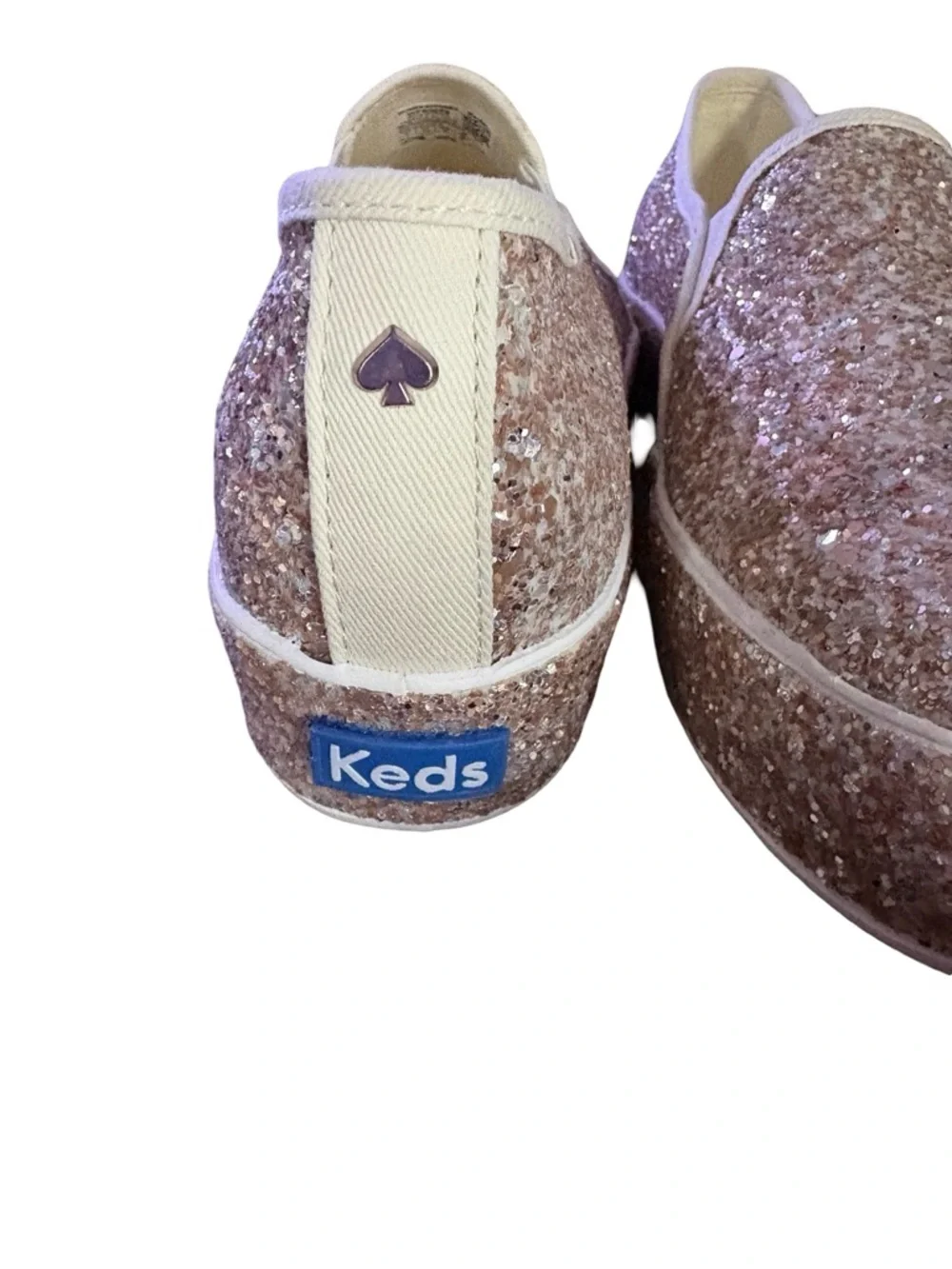 kate spade Glitter Slip-On Sneakers in Rose Gold